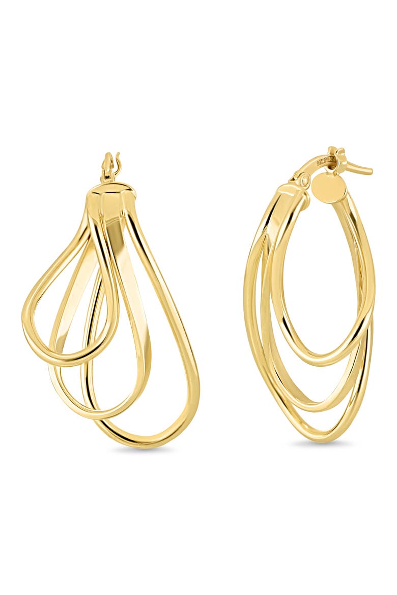 14K Yellow Gold Twisted Teardrop Hoop Earrings, Main, color, 14KY