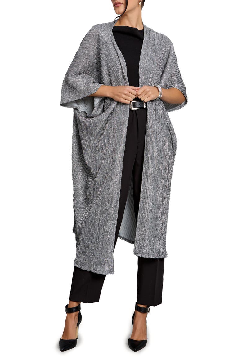 Pleated Shimmer Duster, Main, color, GUNMETAL