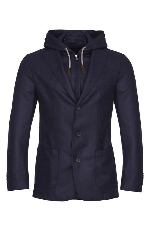 Emanuel Berg Loro Piana Wool & Cashmere Sport Coat with Removable Hooded Bib in Navy 