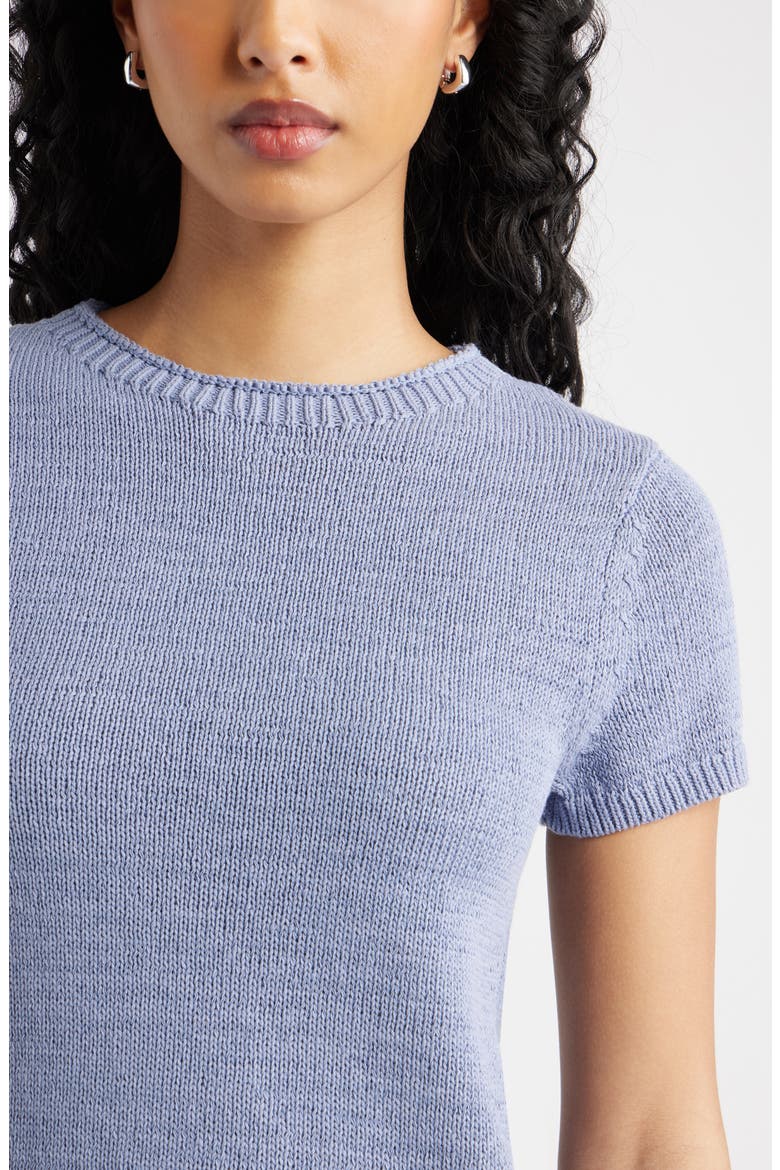 Short Sleeve Cotton Blend Sweater, Alternate, color, BLUE UMBRA