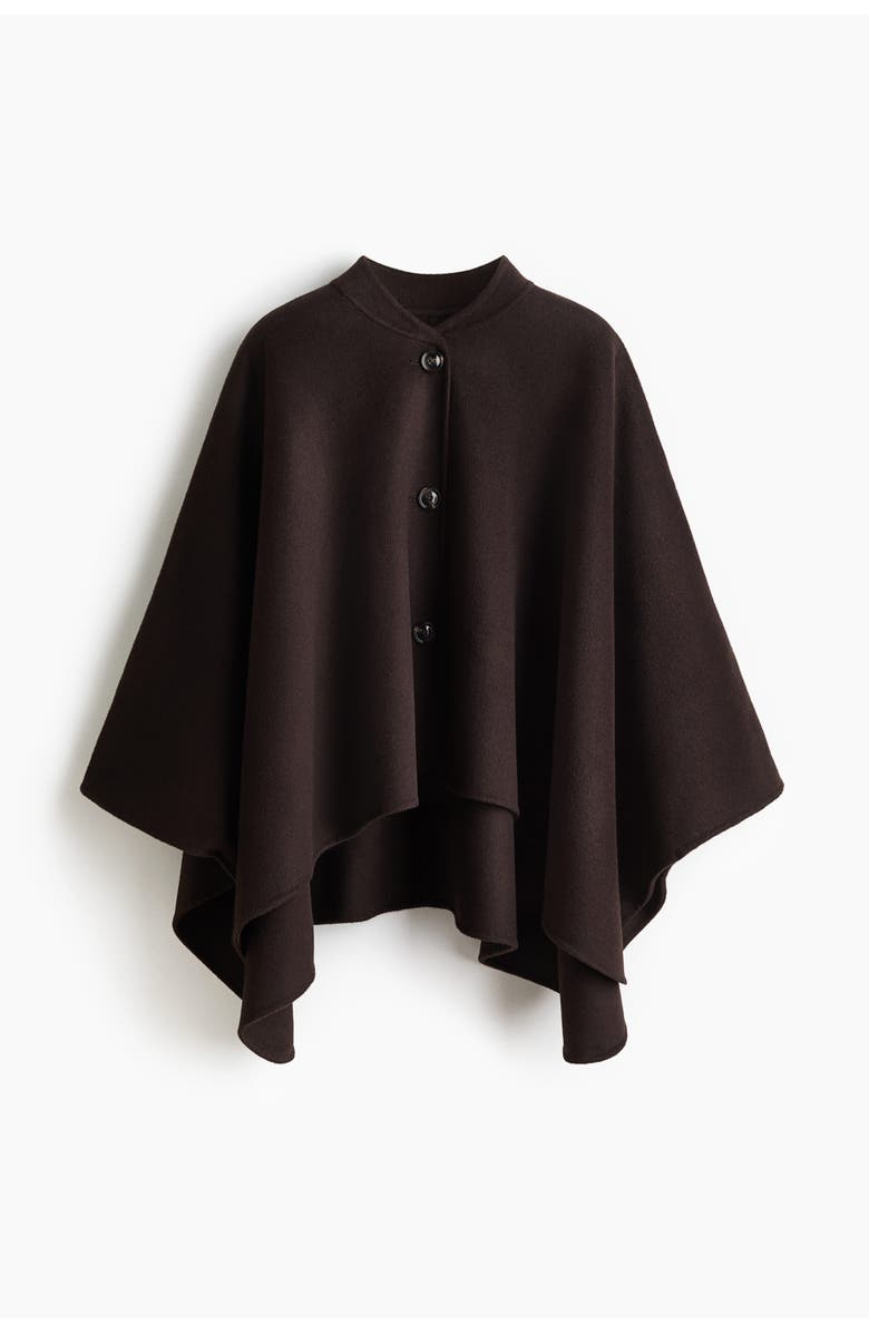 H&M Wool-blend Cape Jacket, Main, color, Dark Brown