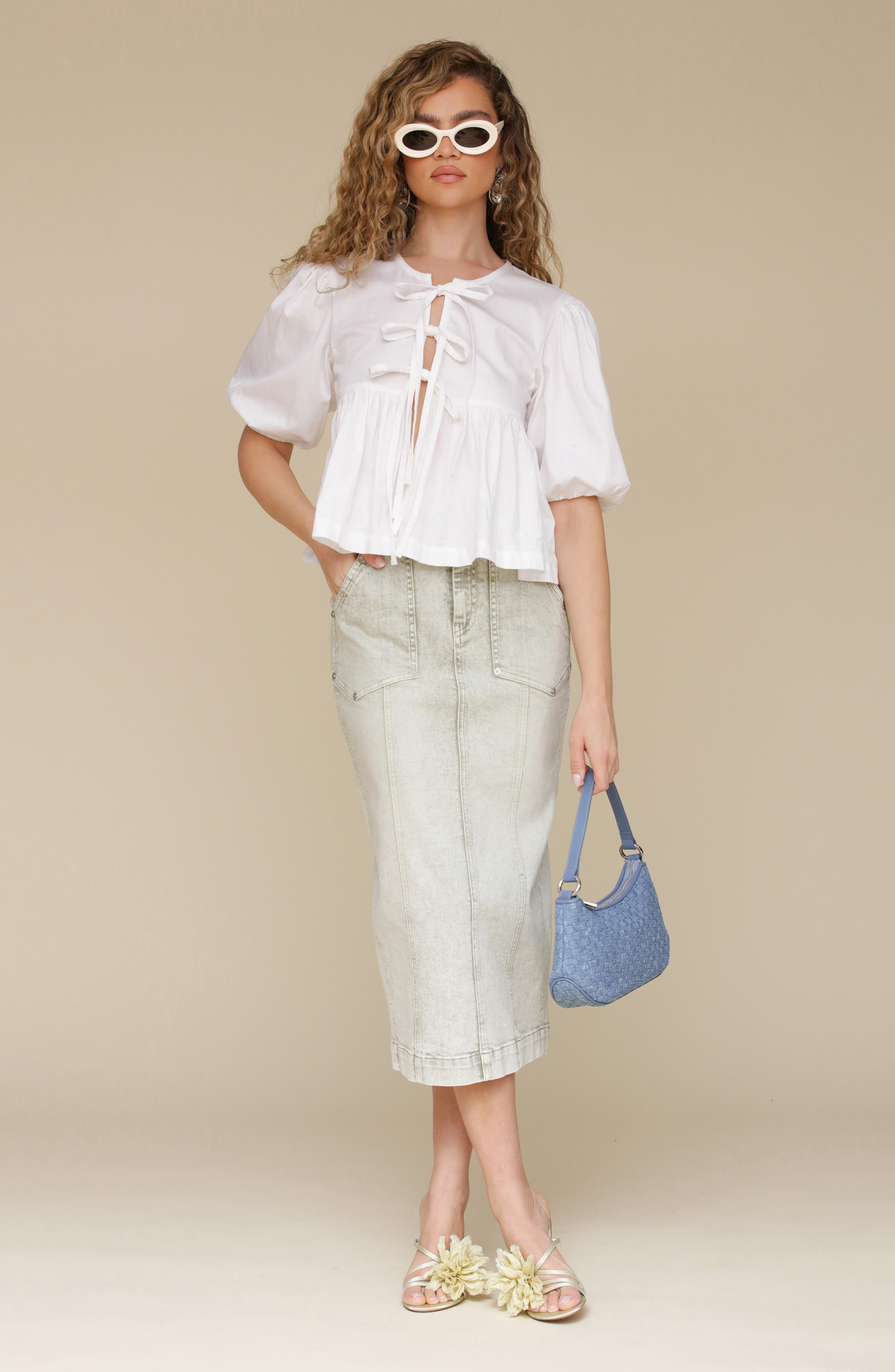 Horseshoe Denim Midi Skirt - image 2