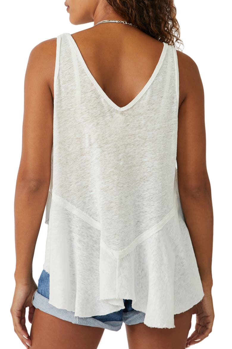 Rosie Drop Waist Linen & Cotton Tank, Alternate, color, OPTIC WHITE