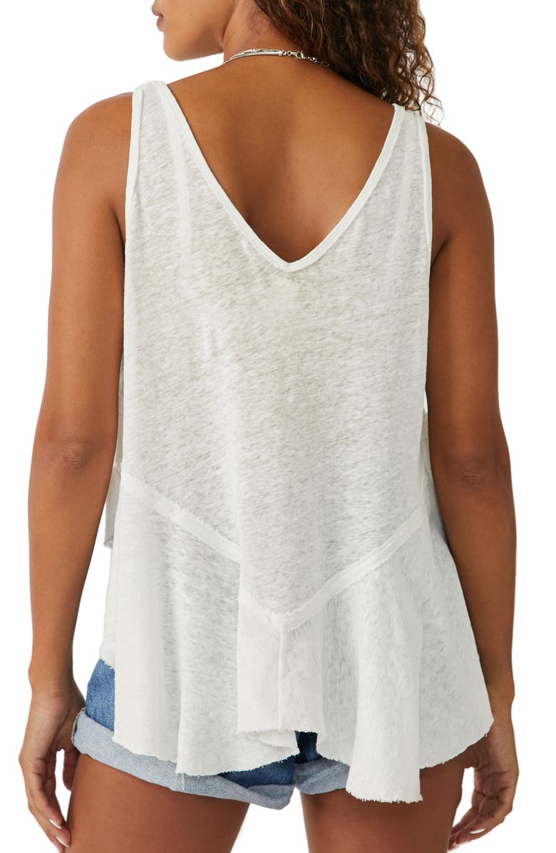 Free People Rosie Drop Waist Linen & Cotton Tank, Alternate, color, Optic White