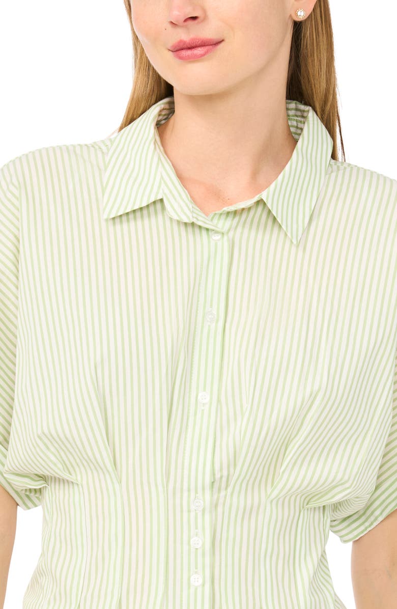 CeCe Pleat Waist Top, Alternate, color, Pale Lime
