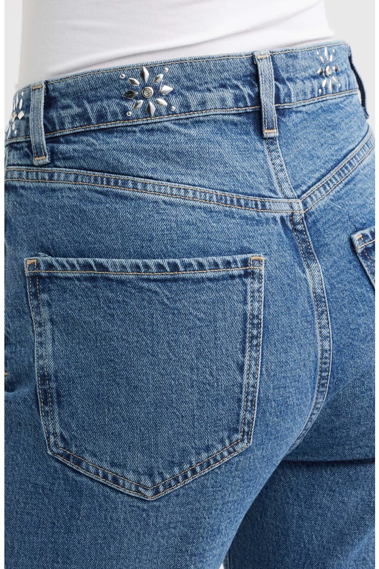 Topanga Crystal Detail High Waist Jeans, Alternate, color, ROYAL STUDDED