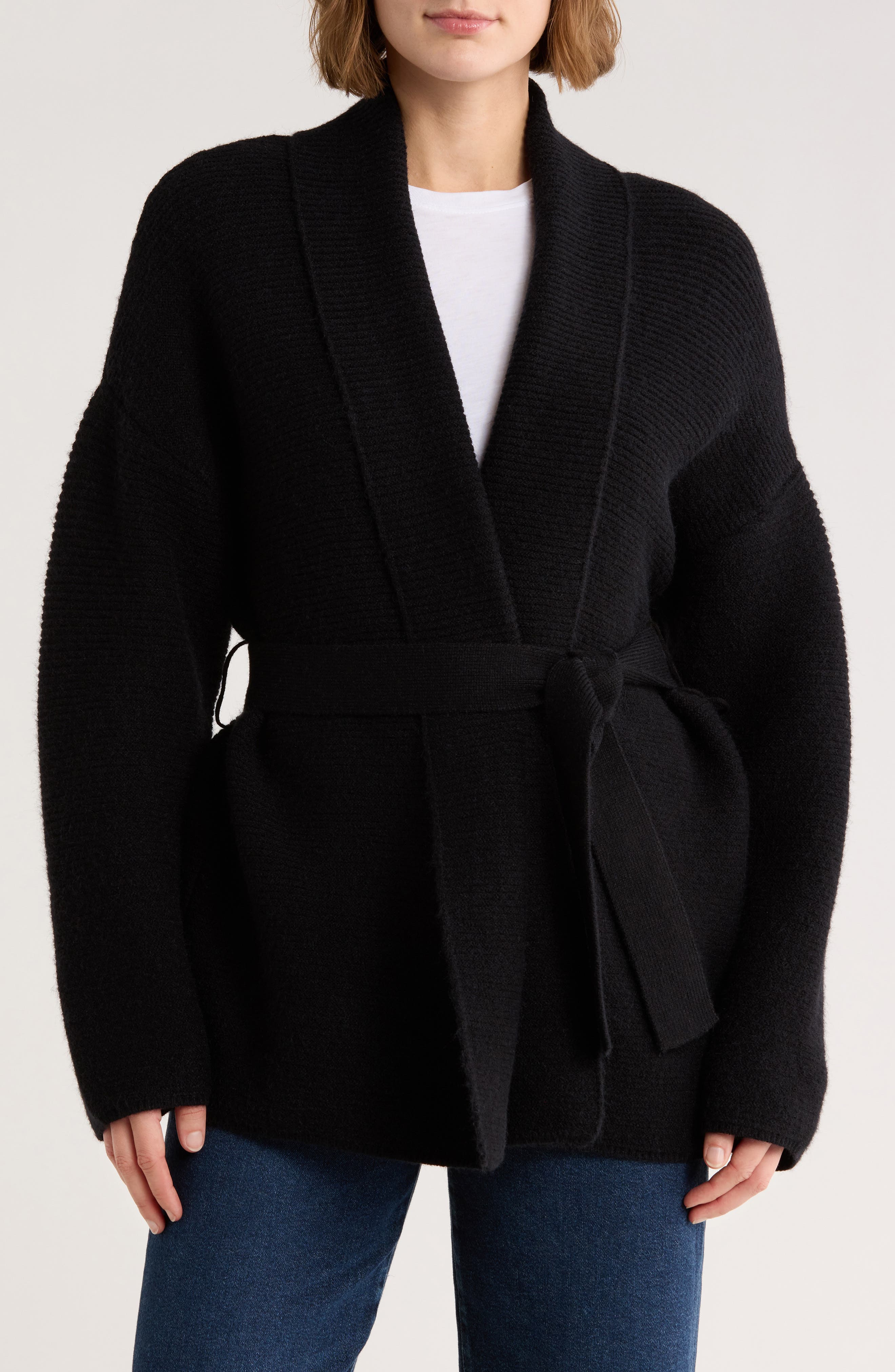 CYRUS Ottoman Ribbed Wrap Sweater Jacket