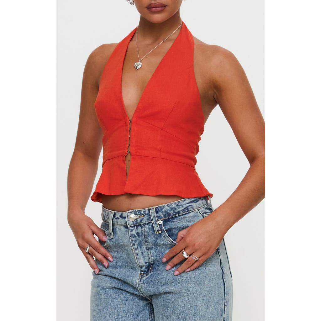Shop Princess Polly Pleasing Peplum Halter Top In Red