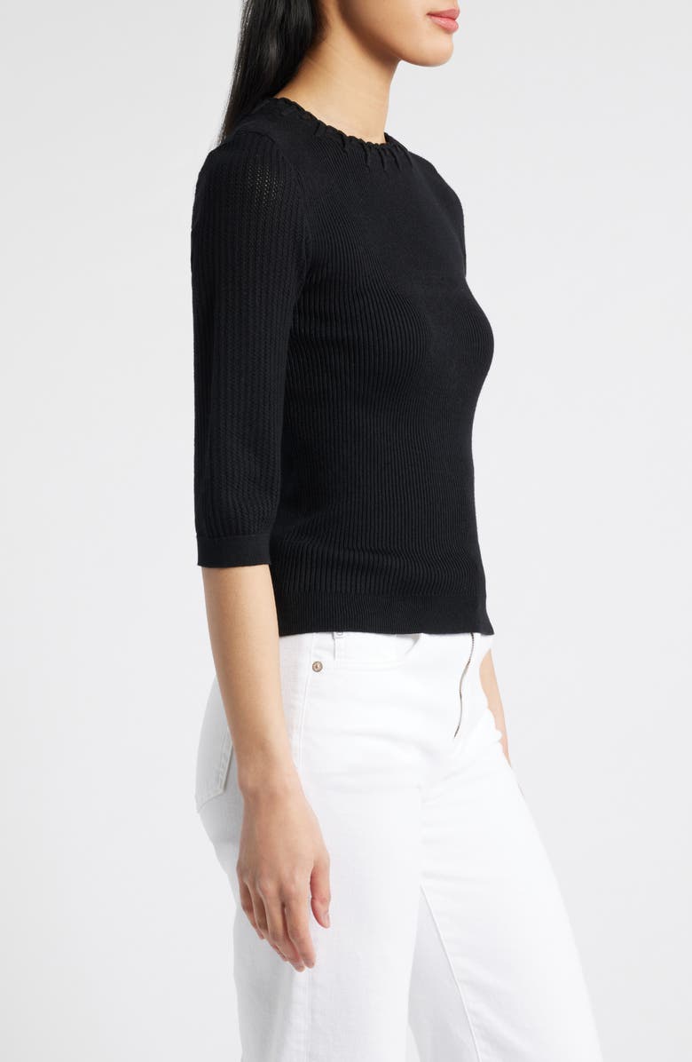 Wit & Wisdom Elbow Sleeve Rib Sweater, Alternate, color, Black