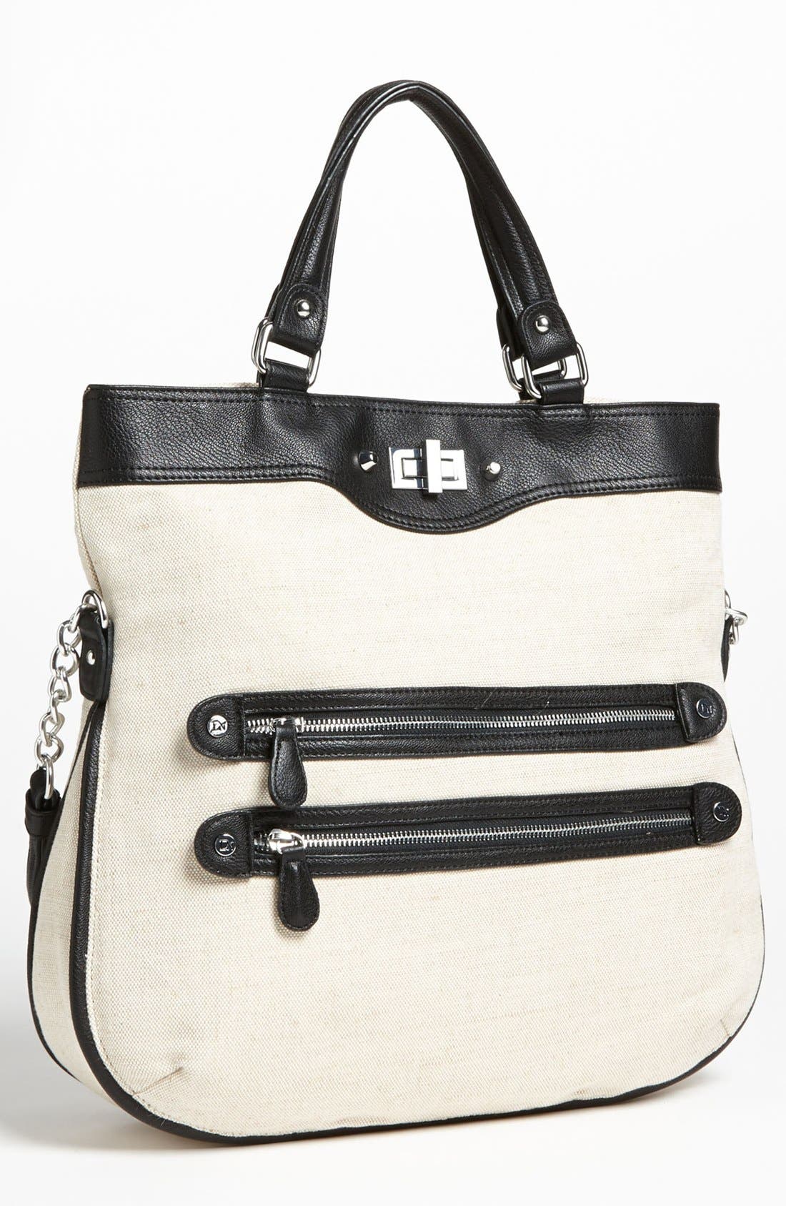 'Carmen' Canvas Tote, Main, color, BLACK