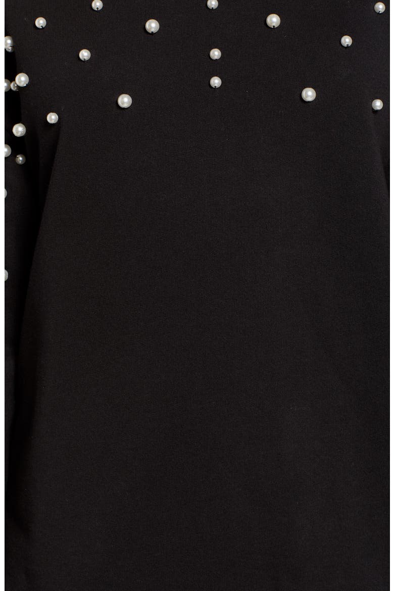PEARL DETAIL SWEATSHIRT, Alternate, color, BLACK