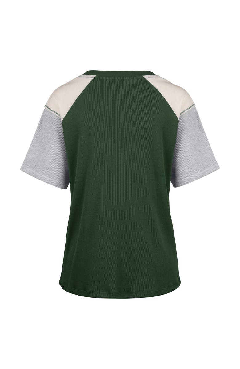 '47 Women's '47 Green Miami Hurricanes Underline Harvey Colorblock Raglan Henley T-Shirt, Alternate, color, Green