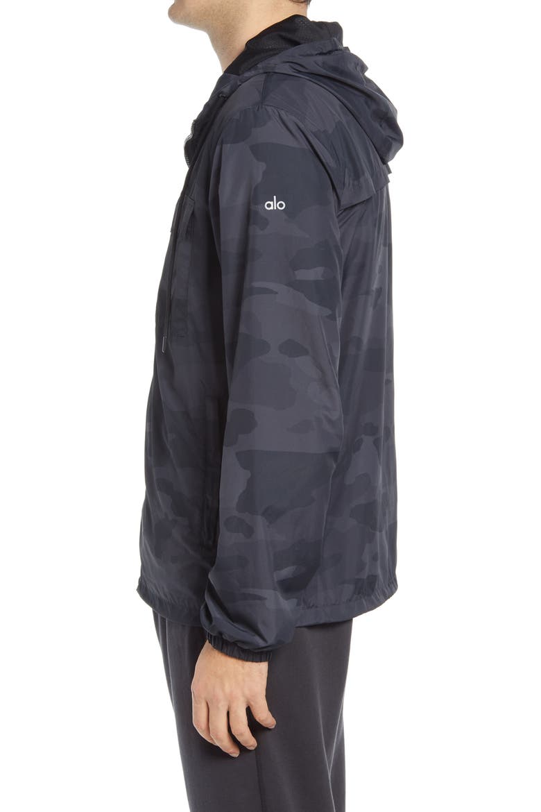 Stride Camo Hooded Jacket, Alternate, color, BLACK CAMO
