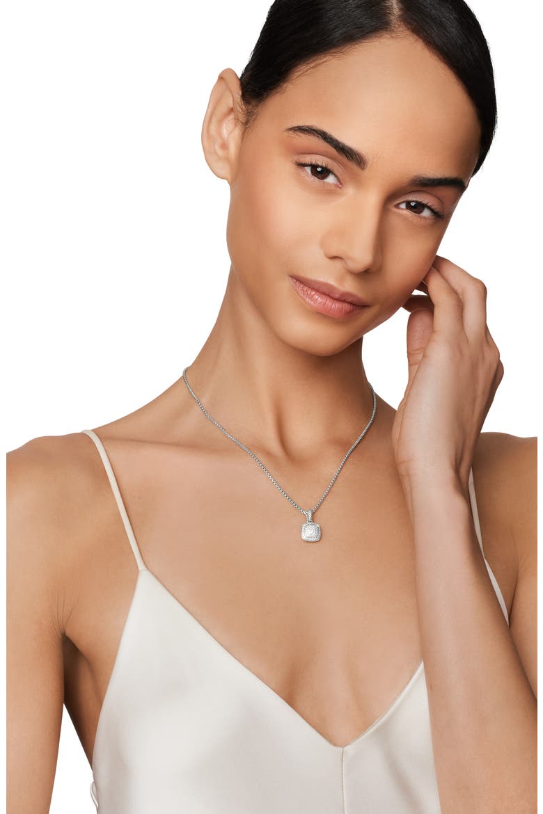 Petite Albion® Pendant Necklace with Pavé Diamonds, Alternate, color, SILVER/ DIAMOND
