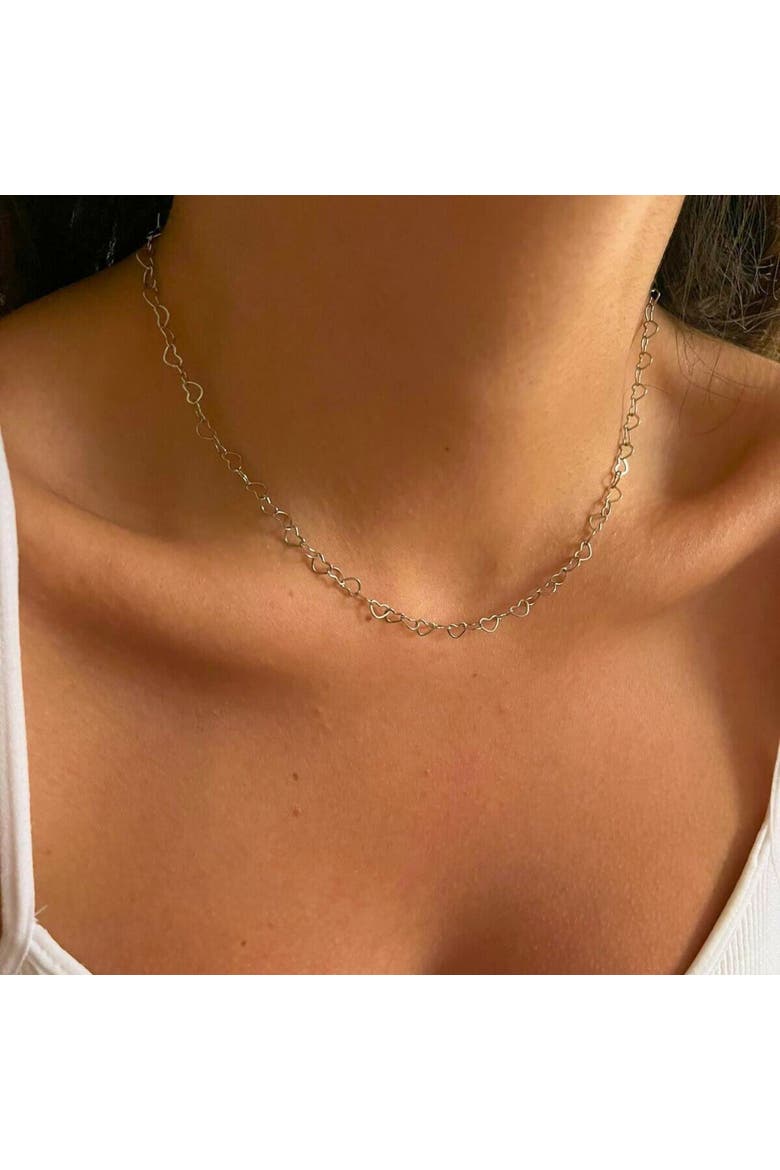 Love Heart Sterling Silver Chain Necklace, Alternate, color, Silver