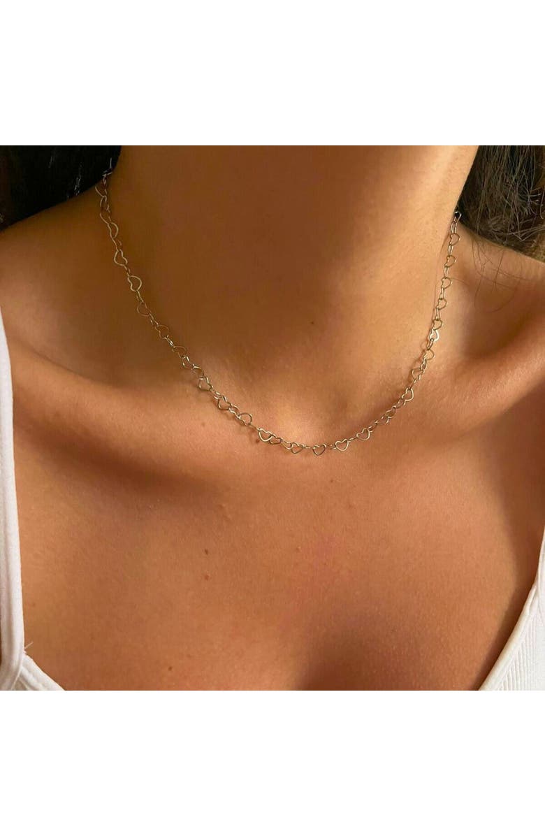 Spero London Love Heart Sterling Silver Chain Necklace, Alternate, color, Silver