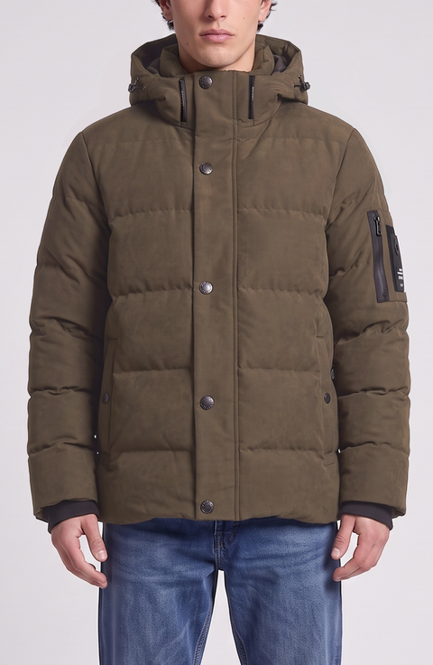 Hooded Puffer Jacket with Sleeve Pocket