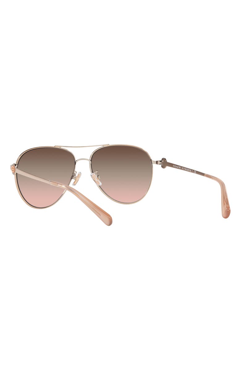 COACH 58mm Gradient Aviator Sunglasses, Alternate, color, Shiny Rose Gold