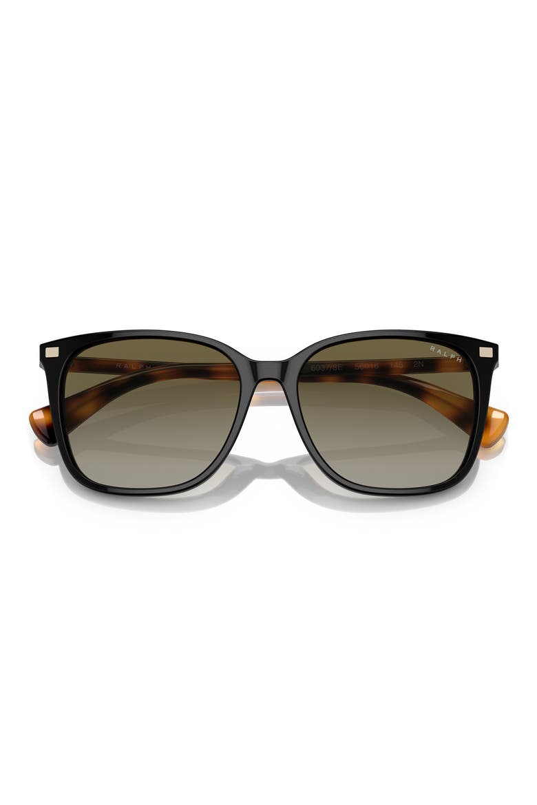 56mm Gradient Square Sunglasses, Alternate, color, SHINY BLACK / GRADIENT GREEN