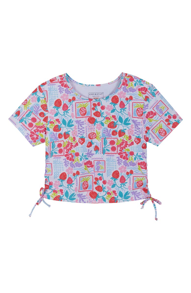 Andy & Evan Kids' Short Sleeve Two-Piece Rashguard Swimsuit, Alternate, color, White Multi