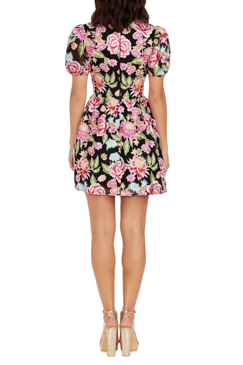 Marina Floral Embroidered Fit & Flare Minidress, Alternate, color, PINK ROSE MULTI