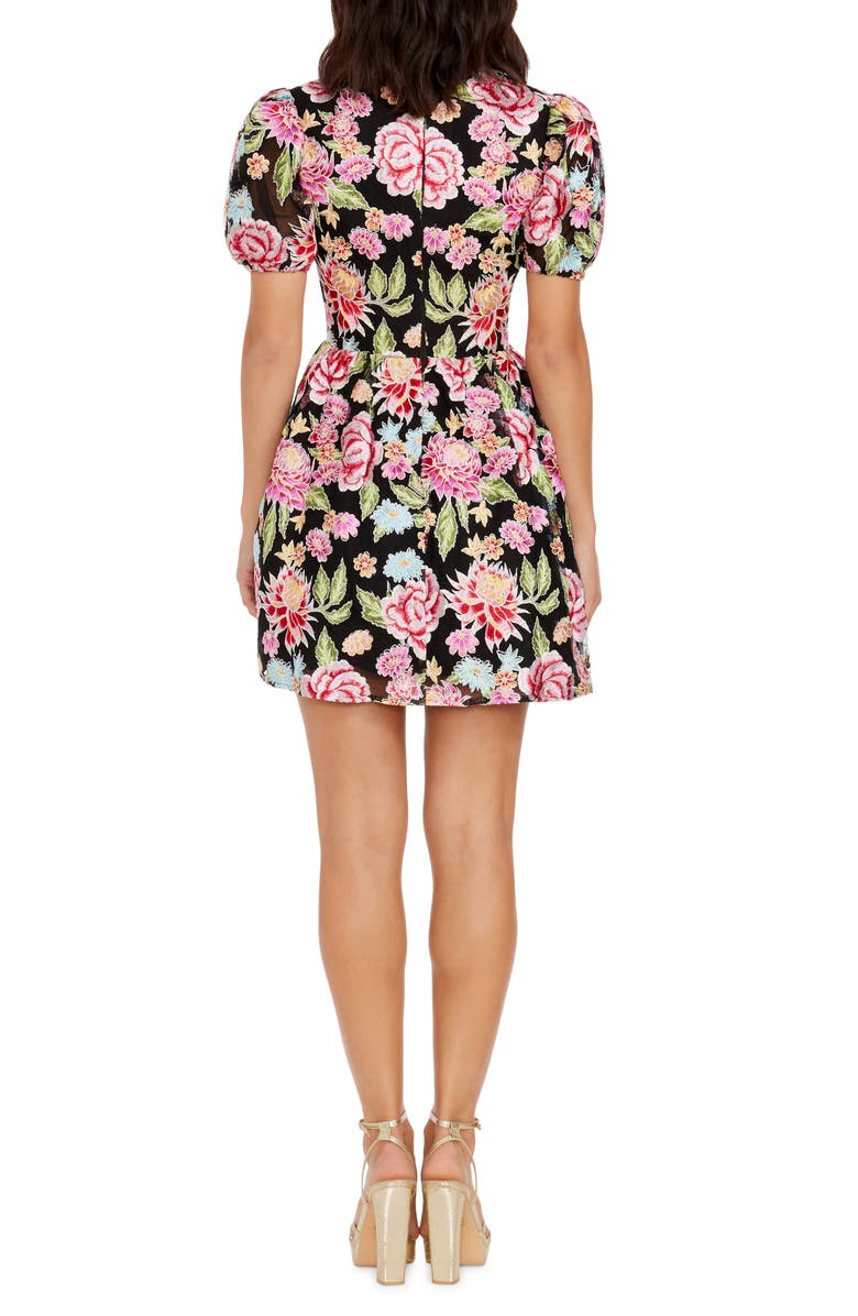Dress the Population Marina Floral Embroidered Fit & Flare Minidress, Alternate, color, Pink Rose Multi