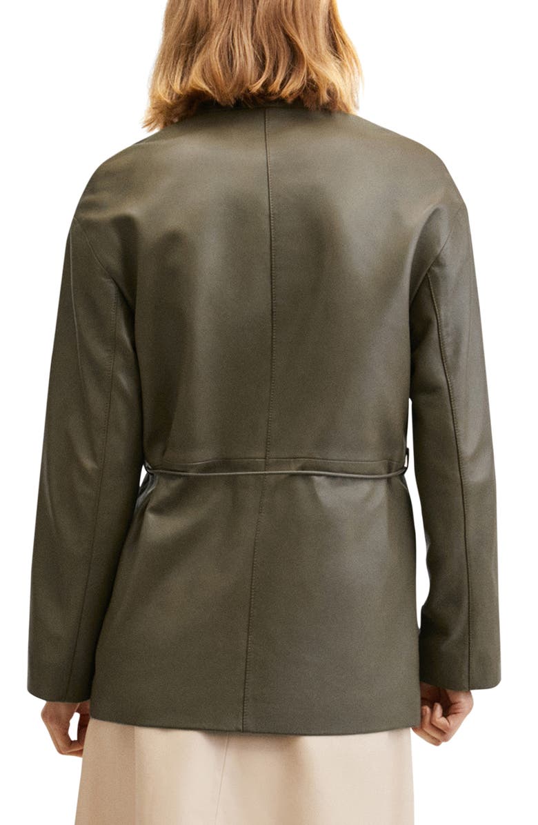 MANGO Pocket Leather Overshirt, Alternate, color, 