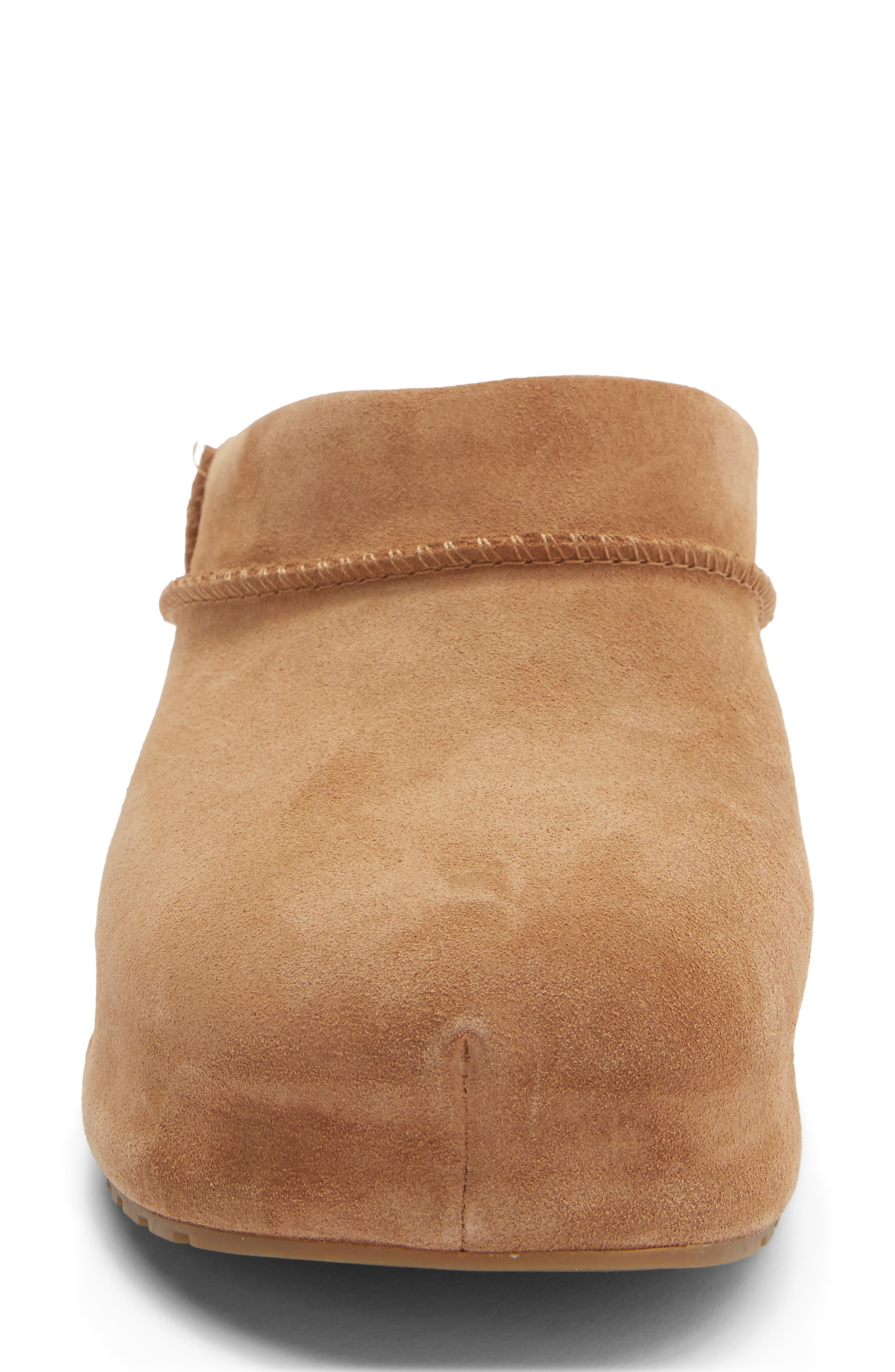 Enwrap Genuine Shearling Lined Leather Clog, Alternate, color, CHESTNUT
