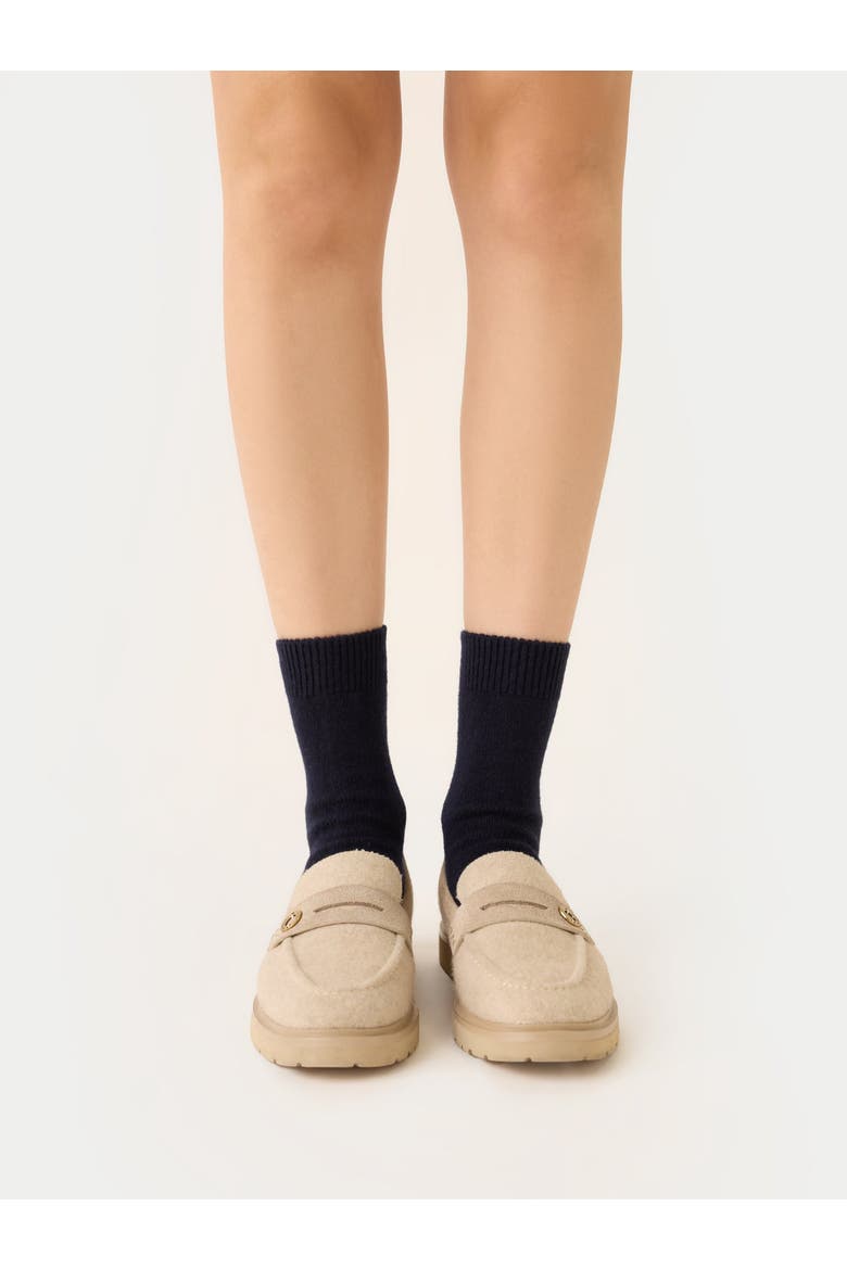 Unisex Cashmere Jersey Knit Bed Socks, Alternate, color, navy blazer