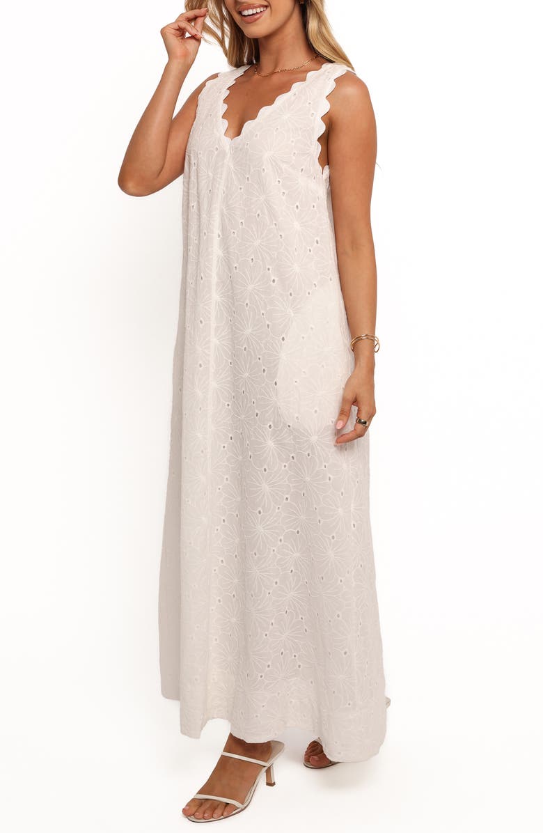Petal & Pup Gabriella Floral Embroidered Eyelet Cotton Maxi Dress, Alternate, color, White