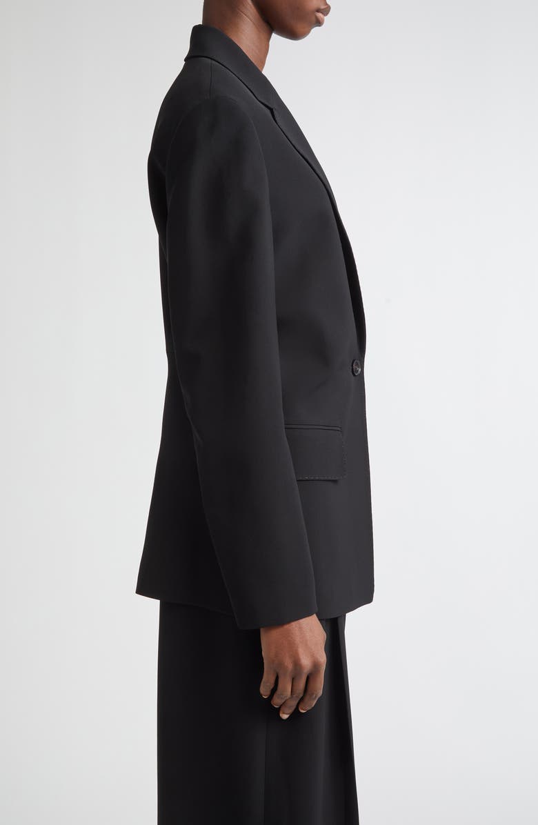 Lafayette 148 New York Structured Shoulder Fitted Responsible Finesse Crepe Blazer, Alternate, color, Black