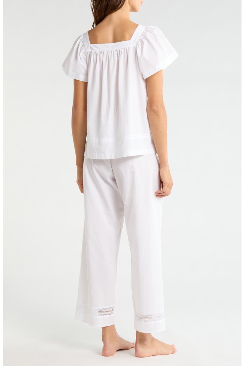 Lace Trim Cotton Poplin Pajamas, Alternate, color, WHITE