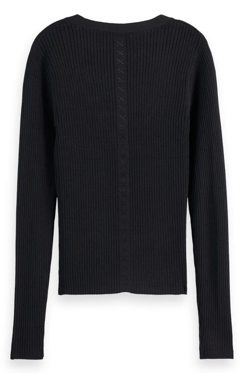 Scotch & Soda Rib Henley Sweater In Evening Black