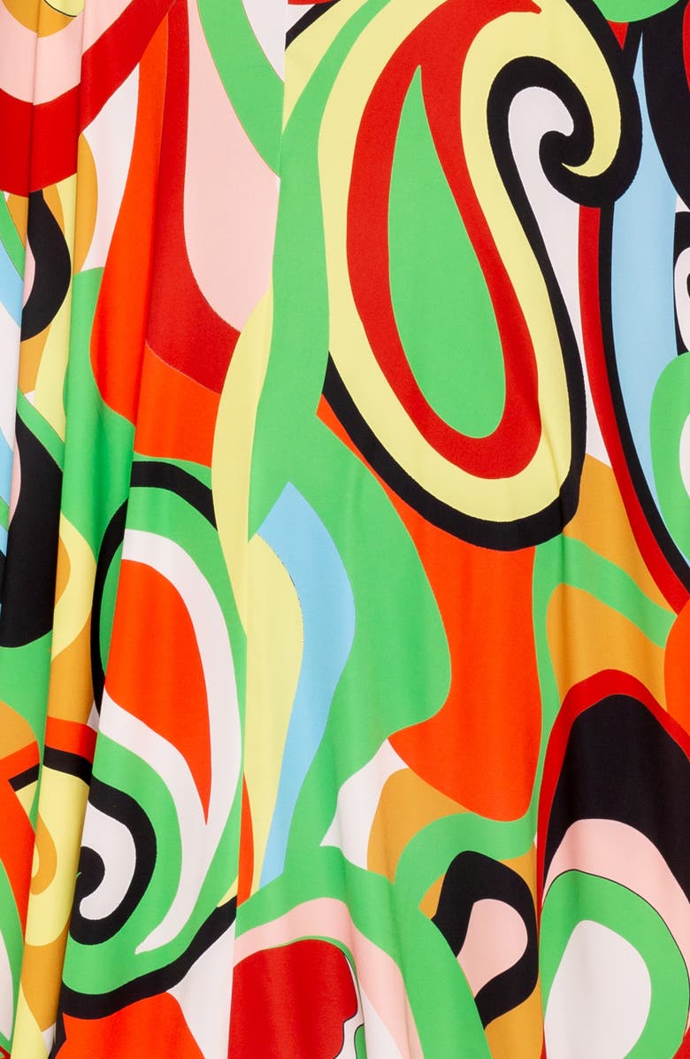 BUXOM COUTURE Geometric Print Long Sleeve Caftan, Alternate, color, Green Multi