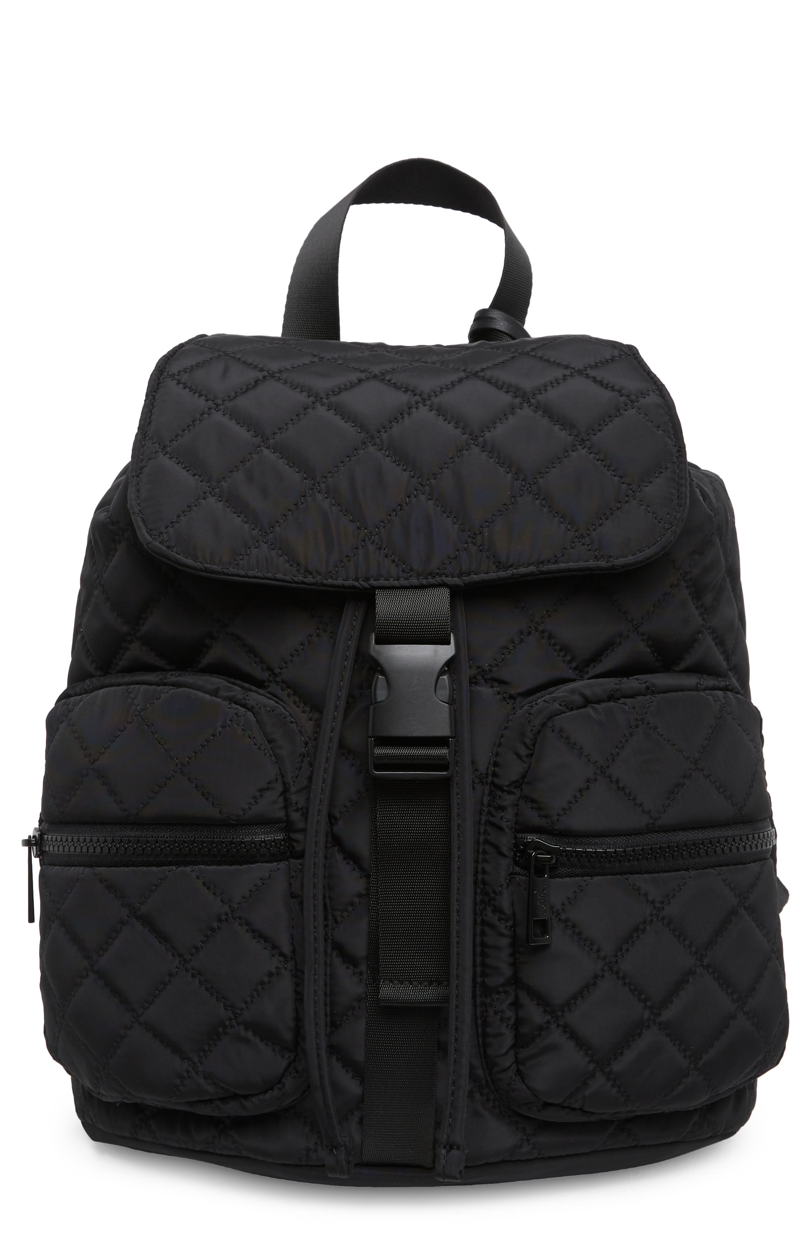 Madden Girl Quilted Nylon Drawstring Backpack, Main, color, 