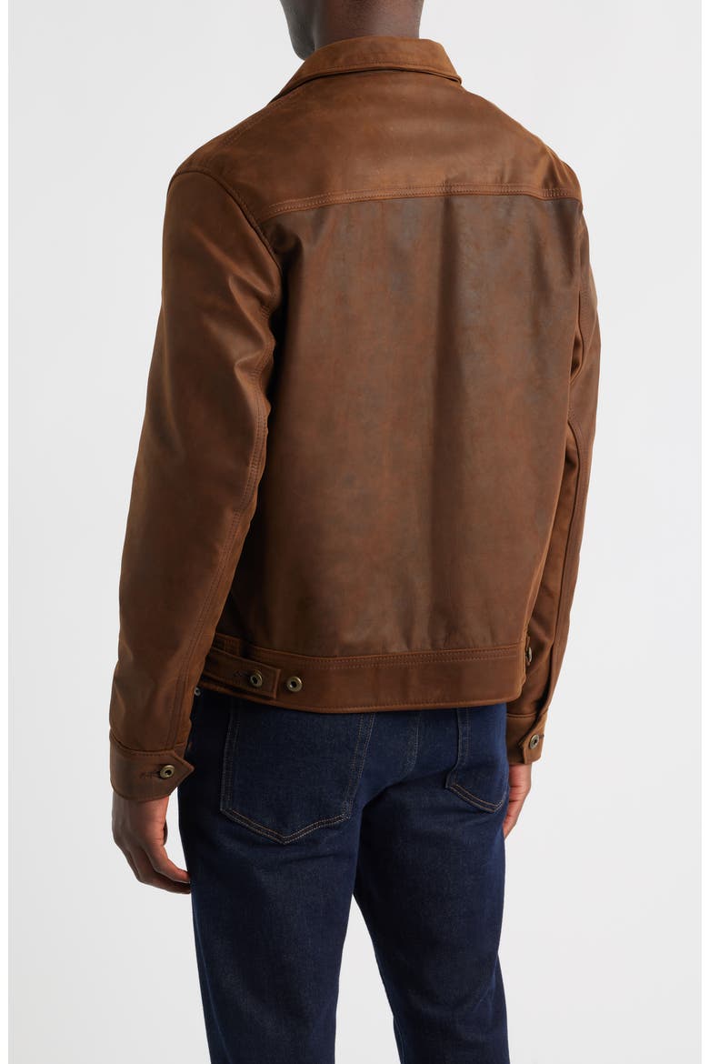Leather Trucker Jacket, Alternate, color, BROWN