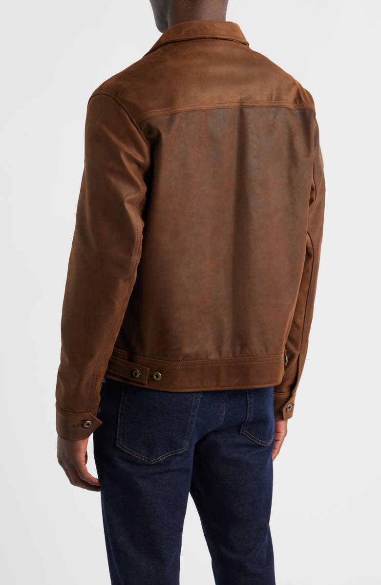Schott NYC Leather Trucker Jacket, Alternate, color, Brown