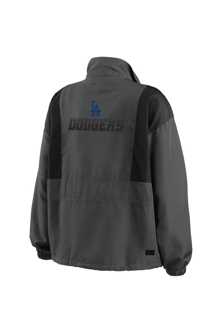 Women's WEAR by Erin Andrews Charcoal Los Angeles Dodgers Packable Half-Zip Jacket, Alternate, color, Charcoal