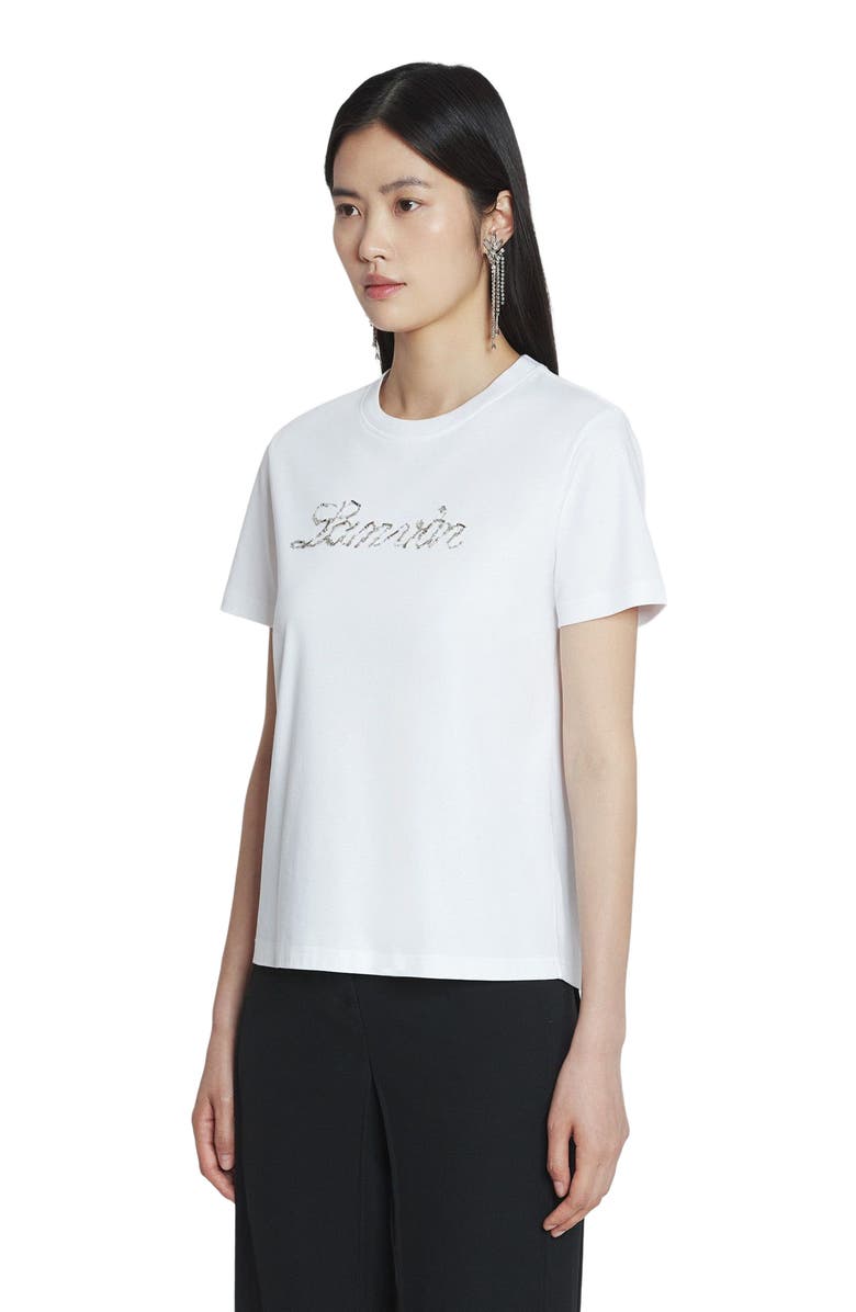 Lanvin Bead Embroidered T-Shirt, Main, color, Optic White