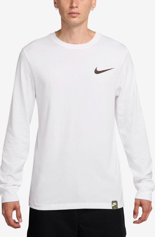 Nike Swim Long Sleeved Solid Color Dri-fit T-shirt With Contrasti In White