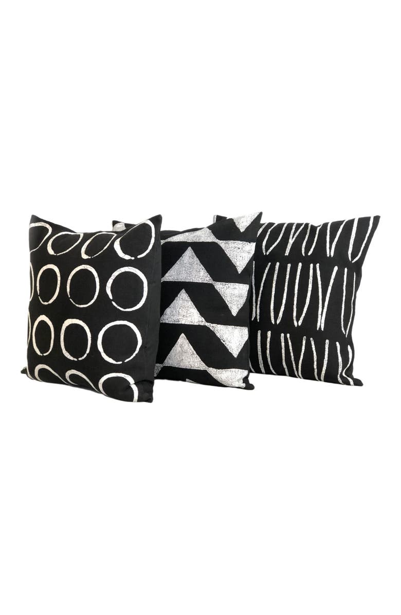 Mbare Sadza Circles Pillow Cover - Ebony Black 18', Alternate, color, Black