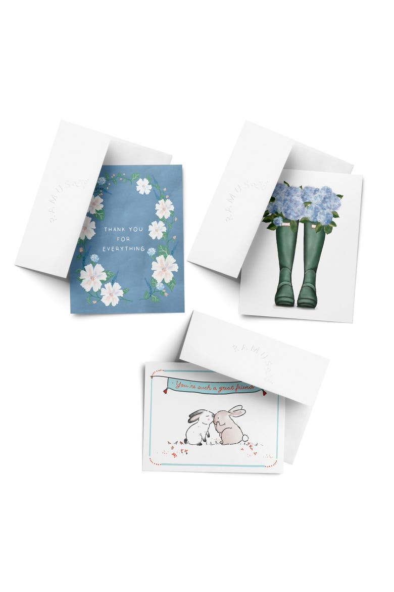 Everyday Assorted Greeting Card Pack (3ct) "Flowers, Bunnies, Rain Boots", Main, color, Multi-Pack