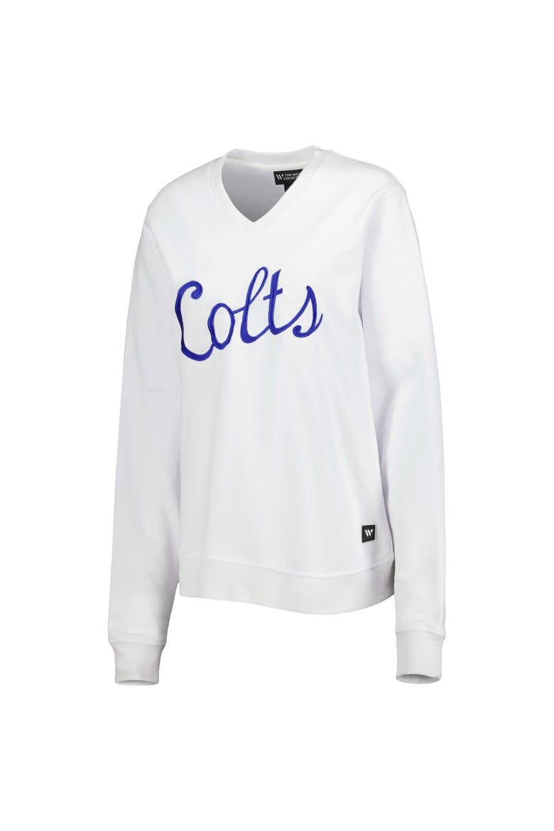 Women's The Wild Collective White Indianapolis Colts Cheer V-Neck Fleece Pullover Sweatshirt, Alternate, color, White