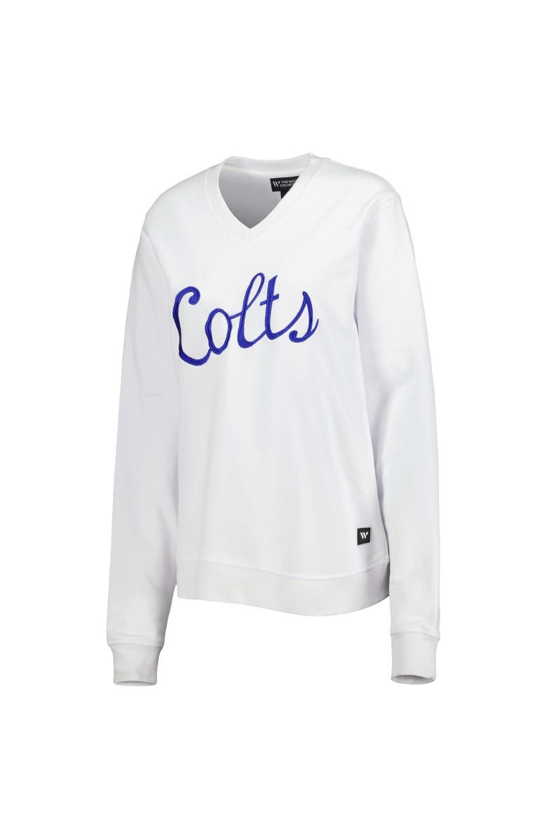 THE WILD COLLECTIVE Women's The Wild Collective White Indianapolis Colts Cheer V-Neck Fleece Pullover Sweatshirt, Alternate, color, White