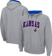 COLOSSEUM Men's Colosseum Heathered Gray Kansas Jayhawks Arch & Logo 3.0 Full-Zip Hoodie