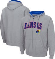 COLOSSEUM Men's Colosseum Heathered Gray Kansas Jayhawks Arch & Logo 3.0 Full-Zip Hoodie