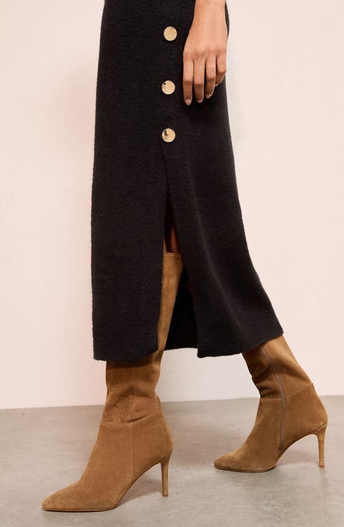 Friends Like These Side Button Long Sleeve Sweater Dress In Black