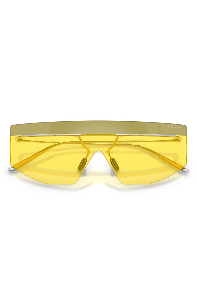 Prada 140mm Shield Sunglasses, Alternate, color, Silver/ Yellow Silver