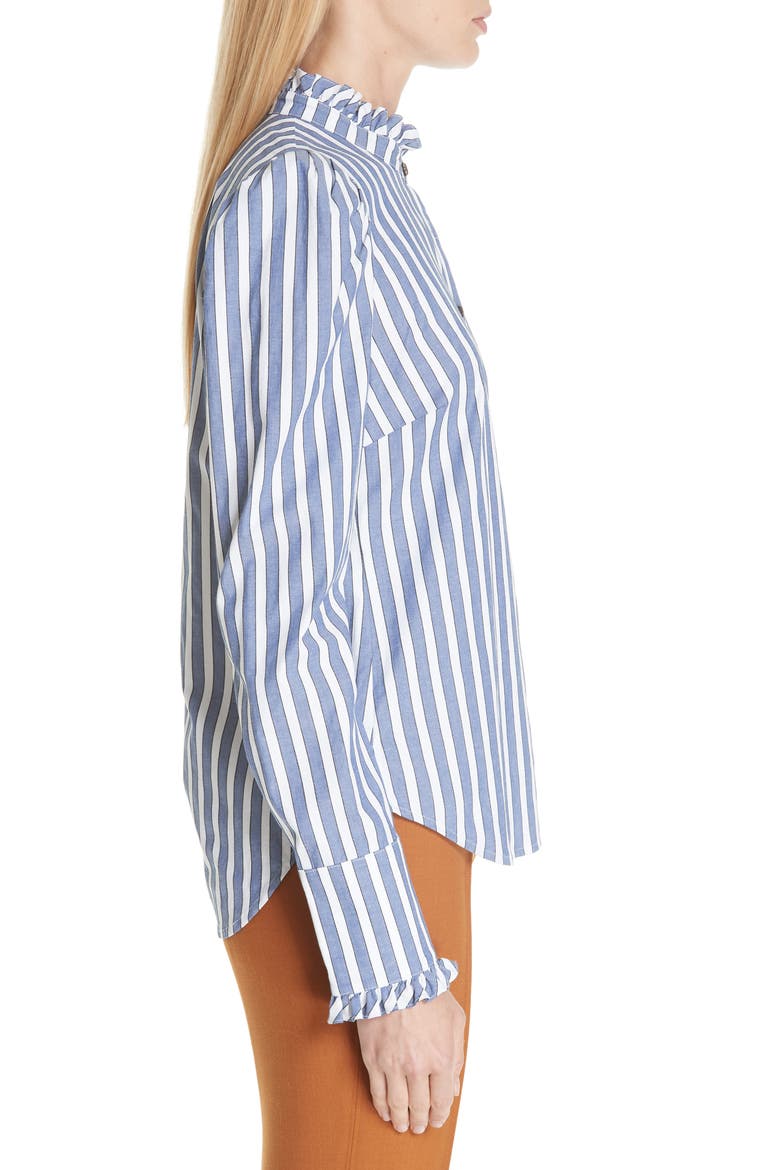 Holli Puff Shoulder Blouse, Alternate, color, BLUE/ WHITE
