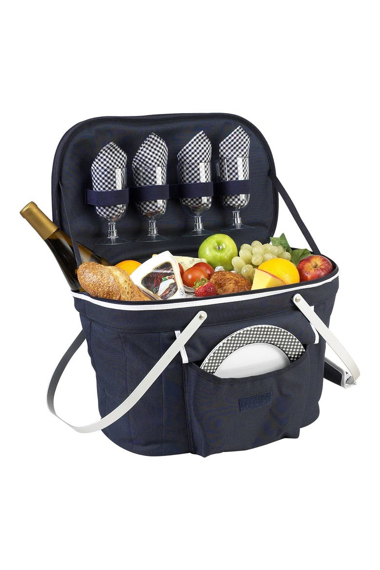 Soft Picnic Basket for Four, Main, color, NAVY